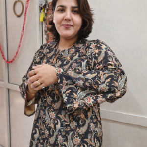 Women Floral Kurti with Pintex and ghota work black