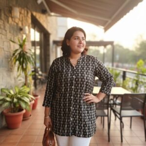 Women Kurti with Pintex and ghota work black
