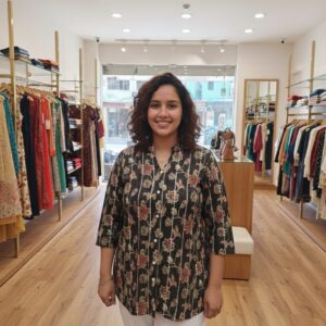 Women Black Cotton Kurti With Pintex and Ghota work