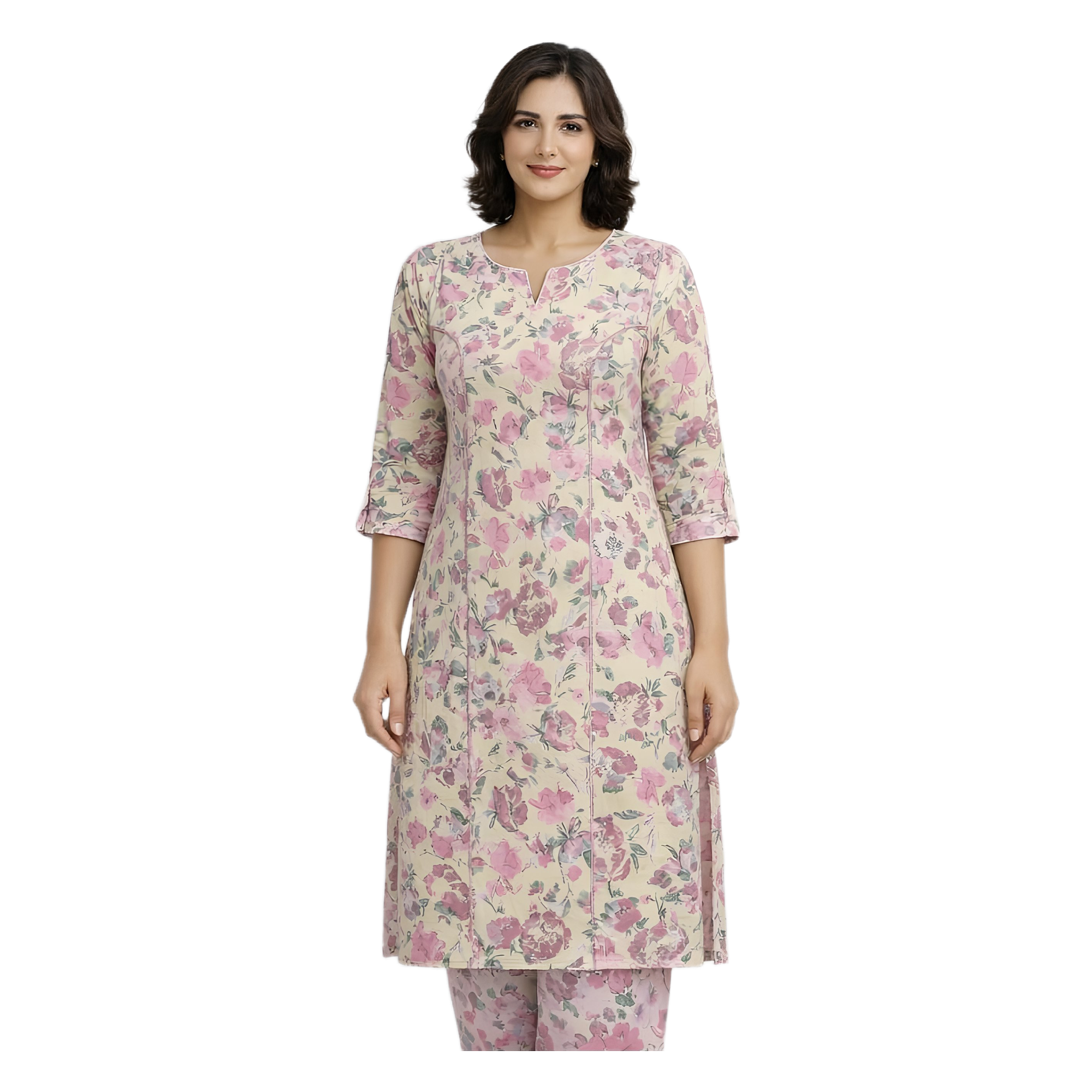 Women Floral Print Cambric Afghani Pant Set